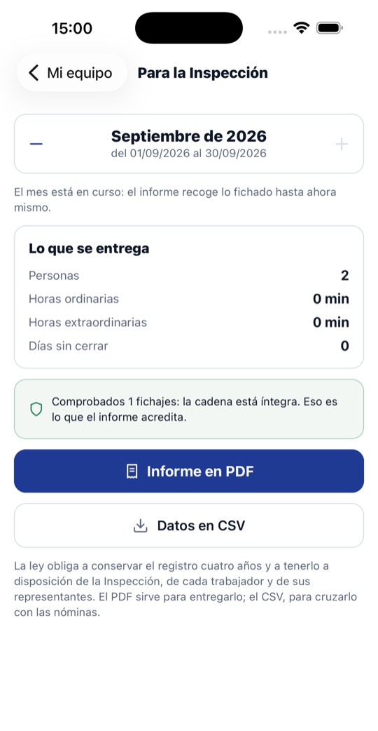 Fichaje: pantalla 3